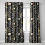 Celestial Botanical Moon Phases Sacred Night Seamless  Readymade Eyelet Ring Top Thermal 100% Blackout Curtains
