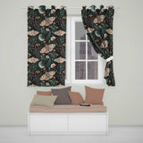 Celestial Moth Crescent Moon Floral Night Seamless  Readymade Eyelet Ring Top Thermal 100% Blackout Curtains