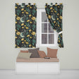 Golden Floral Crescent Moon Night Garden Seamless  Readymade Eyelet Ring Top Thermal 100% Blackout Curtains