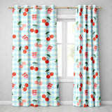 Cherry Fruit Blue Gingham Picnic Check Seamless  Readymade Eyelet Ring Top Thermal 100% Blackout Curtains