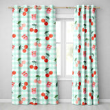 Cherry Fruit Green Gingham Picnic Check Seamless  Readymade Eyelet Ring Top Thermal 100% Blackout Curtains