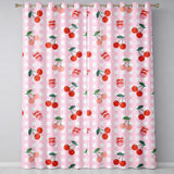 Cherry Fruit Pink Gingham Picnic Check Seamless  Readymade Eyelet Ring Top Thermal 100% Blackout Curtains