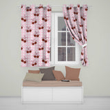 Cherry Bow Ribbon  Blush Gingham Soft Check Seamless  Readymade Eyelet Ring Top Thermal 100% Blackout Curtains