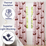 Cherry Bow Ribbon  Blush Gingham Soft Check Seamless  Readymade Eyelet Ring Top Thermal 100% Blackout Curtains