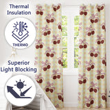 Cherry Bow Ribbon  Yellow Gingham Picnic Check Seamless  Readymade Eyelet Ring Top Thermal 100% Blackout Curtains