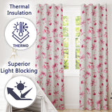 Watercolor Cherry Bow Ribbon Pastel Background Seamless  Readymade Eyelet Ring Top Thermal 100% Blackout Curtains