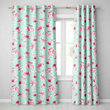 Watercolor Pink Cherry Ribbon Bow Seamless  Mint Background  Readymade Eyelet Ring Top Thermal 100% Blackout Curtains