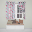 Watercolor Pink Cherry Ribbon Bow   Blue Vertical Stripe Background  Readymade Eyelet Ring Top Thermal 100% Blackout Curtains