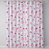 Watercolor Pink Cherry Ribbon Bow   Blue Vertical Stripe Background  Readymade Eyelet Ring Top Thermal 100% Blackout Curtains