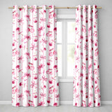 Watercolor Pink Cherry Ribbon Bow Seamless  Soft Pink Stripe Background  Readymade Eyelet Ring Top Thermal 100% Blackout Curtains