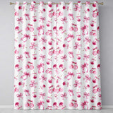 Watercolor Pink Cherry Ribbon Bow Seamless  Light Grey Background  Readymade Eyelet Ring Top Thermal 100% Blackout Curtains