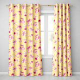 Watercolor Pink Cherry Ribbon Bow Seamless  Warm Yellow Background  Readymade Eyelet Ring Top Thermal 100% Blackout Curtains