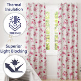 Watercolor Pink Cherry Ribbon Bow Seamless  Blush Neutral Background  Readymade Eyelet Ring Top Thermal 100% Blackout Curtains