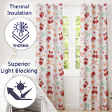 Cherry Bow Daisy Floral   Pastel Hearts and Flowers Background  Readymade Eyelet Ring Top Thermal 100% Blackout Curtains