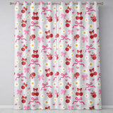 Cherry Bow Daisy Heart Seamless  on Light Neutral Cream Background  Readymade Eyelet Ring Top Thermal 100% Blackout Curtains