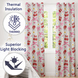Cherry Bow Daisy Heart Seamless  on Warm White Background  Readymade Eyelet Ring Top Thermal 100% Blackout Curtains