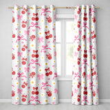 Cherry Bow Daisy Heart Seamless  on Warm White Background  Readymade Eyelet Ring Top Thermal 100% Blackout Curtains