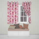 Cherry Bow Daisy Heart Seamless  on Light Pink  Background  Readymade Eyelet Ring Top Thermal 100% Blackout Curtains