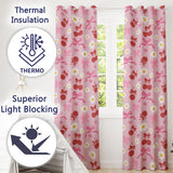 Cherry Bow Daisy Heart Seamless  on Light Pink  Background  Readymade Eyelet Ring Top Thermal 100% Blackout Curtains