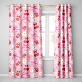 Cherry Bow Daisy Heart Seamless  on Light Pink  Background  Readymade Eyelet Ring Top Thermal 100% Blackout Curtains