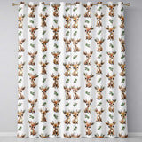 Baby Reindeer Holly Christmas Seamless  Readymade Eyelet Ring Top Thermal 100% Blackout Curtains