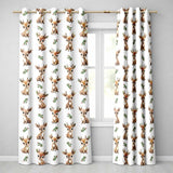 Baby Reindeer Holly Christmas Seamless  Readymade Eyelet Ring Top Thermal 100% Blackout Curtains