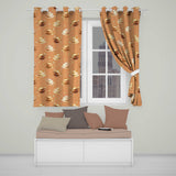 Coffee Latte Cappuccino Cup Seamless  on Beige Background  Readymade Eyelet Ring Top Thermal 100% Blackout Curtains