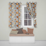 Coffee Latte Cappuccino Mug Seamless  on Light Beige Background  Readymade Eyelet Ring Top Thermal 100% Blackout Curtains