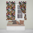 Cartoon Jungle Safari Animals Seamless  on Black Background  Readymade Eyelet Ring Top Thermal 100% Blackout Curtains