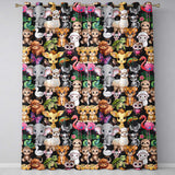 Cartoon Jungle Safari Animals Seamless  on Black Background  Readymade Eyelet Ring Top Thermal 100% Blackout Curtains