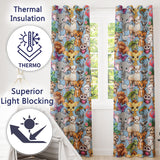 Cartoon Jungle Safari Animals Seamless  on Blue Background  Readymade Eyelet Ring Top Thermal 100% Blackout Curtains