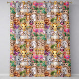 Cartoon Jungle Safari Animals Seamless  on Peach Background  Readymade Eyelet Ring Top Thermal 100% Blackout Curtains