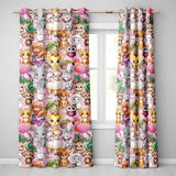 Cartoon Jungle Safari Animals Seamless  on Light Pink Background  Readymade Eyelet Ring Top Thermal 100% Blackout Curtains