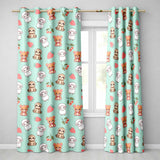 Bear Sloth Lamb Cherry Strawberry Seamless  on Mint  Readymade Eyelet Ring Top Thermal 100% Blackout Curtains