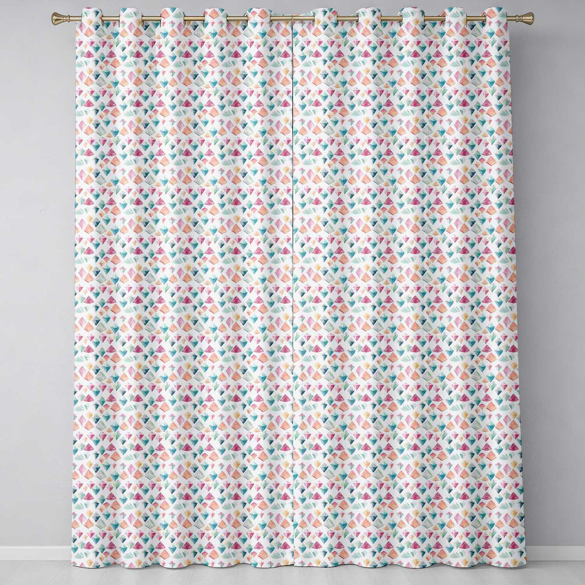 Watercolor Pastel Diamond Seamless Pattern  Readymade Eyelet Ring Top Thermal 100% Blackout Curtains