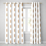 Baby Wooden Alphabet Blocks Seamless  on Soft Grey  Readymade Eyelet Ring Top Thermal 100% Blackout Curtains