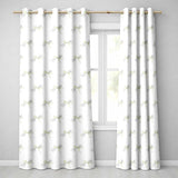 Elegant Silver Bell Ribbon Seamless  on Soft White Background  Readymade Eyelet Ring Top Thermal 100% Blackout Curtains