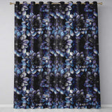 Monochrome Dark Blue Floral Seamless  Elegant Botanical Design  Readymade Eyelet Ring Top Thermal 100% Blackout Curtains