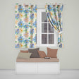 Watercolor Blue Floral Botanical Seamless  on Cream Background  Readymade Eyelet Ring Top Thermal 100% Blackout Curtains