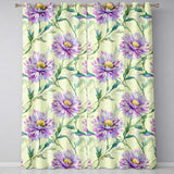 Watercolor Purple Daisy Floral Seamless  on Soft Cream Background  Readymade Eyelet Ring Top Thermal 100% Blackout Curtains