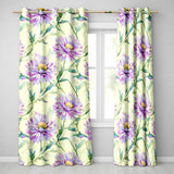 Watercolor Purple Daisy Floral Seamless  on Soft Cream Background  Readymade Eyelet Ring Top Thermal 100% Blackout Curtains