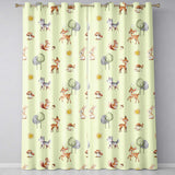 Woodland Deer Fox Mushroom Seamless  on Cream Background  Readymade Eyelet Ring Top Thermal 100% Blackout Curtains