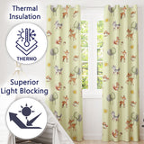 Woodland Deer Fox Mushroom Seamless  on Cream Background  Readymade Eyelet Ring Top Thermal 100% Blackout Curtains