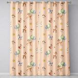Woodland Deer Fox Mushroom Seamless  on Peach Background  Readymade Eyelet Ring Top Thermal 100% Blackout Curtains