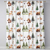 Woodland Forest Animals Bear Bunny Deer   on Soft Neutral Background  Readymade Eyelet Ring Top Thermal 100% Blackout Curtains