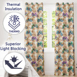 Colorful Kids Dirt Bike Motocross Seamless  on Beige Background  Readymade Eyelet Ring Top Thermal 100% Blackout Curtains