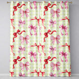 Watercolor Ribbon Bow Seamless  on Yellow Gingham Background  Readymade Eyelet Ring Top Thermal 100% Blackout Curtains