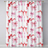 Watercolor Ribbon Bow Seamless  on Light Grey Background  Readymade Eyelet Ring Top Thermal 100% Blackout Curtains
