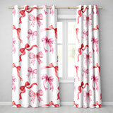 Watercolor Ribbon Bow Seamless  on Light Grey Background  Readymade Eyelet Ring Top Thermal 100% Blackout Curtains