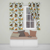 Watercolor Hunting Dogs Ducks Lake Nature Seamless  Readymade Eyelet Ring Top Thermal 100% Blackout Curtains